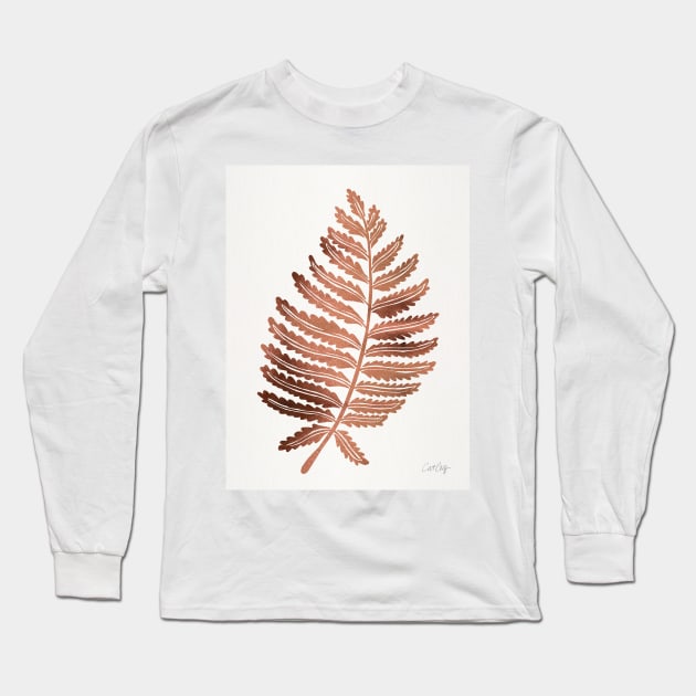 fern leaf rose gold Long Sleeve T-Shirt by CatCoq